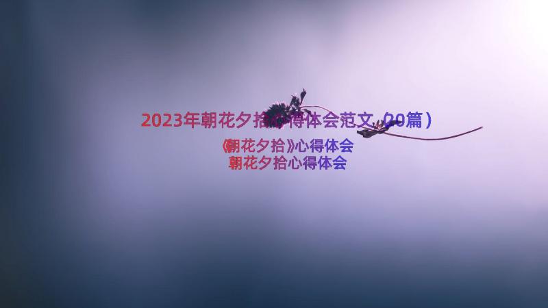 2023年朝花夕拾心得体会范文（20篇）