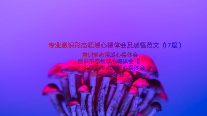 专业意识形态领域心得体会及感悟范文（17篇）