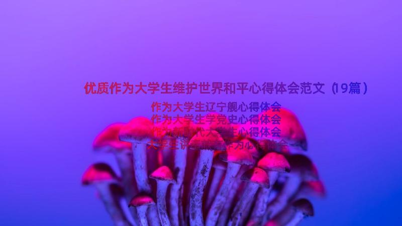 优质作为大学生维护世界和平心得体会范文（19篇）