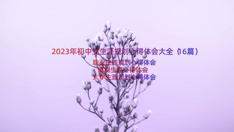 2023年初中生生涯规划心得体会大全（16篇）