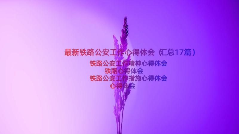 最新铁路公安工作心得体会（汇总17篇）