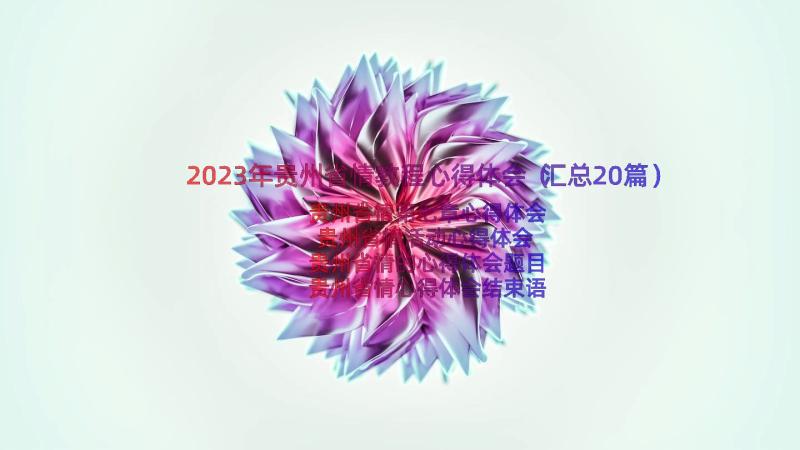 2023年贵州省情教程心得体会（汇总20篇）