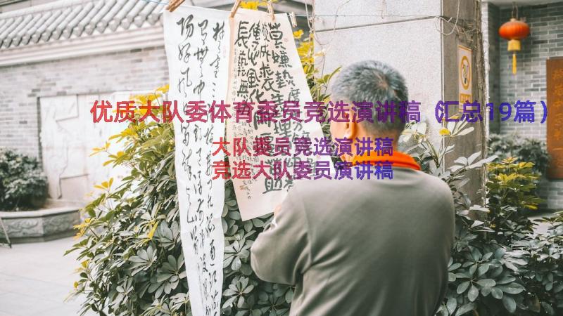 优质大队委体育委员竞选演讲稿（汇总19篇）