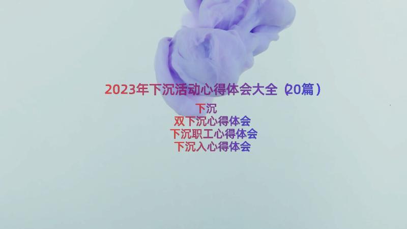 2023年下沉活动心得体会大全（20篇）