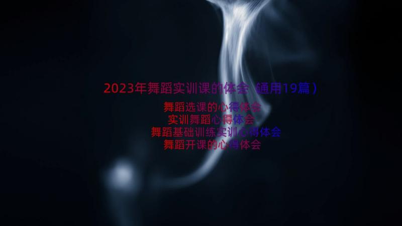 2023年舞蹈实训课的体会（通用19篇）