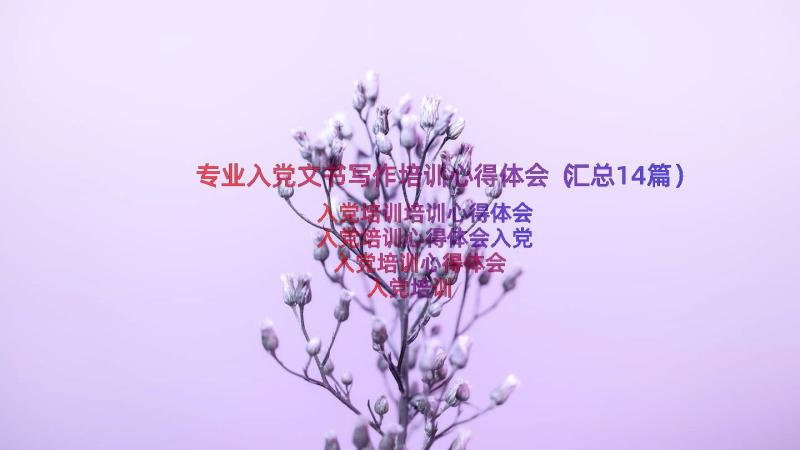 专业入党文书写作培训心得体会（汇总14篇）