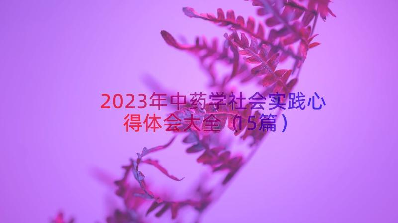 2023年中药学社会实践心得体会大全（15篇）