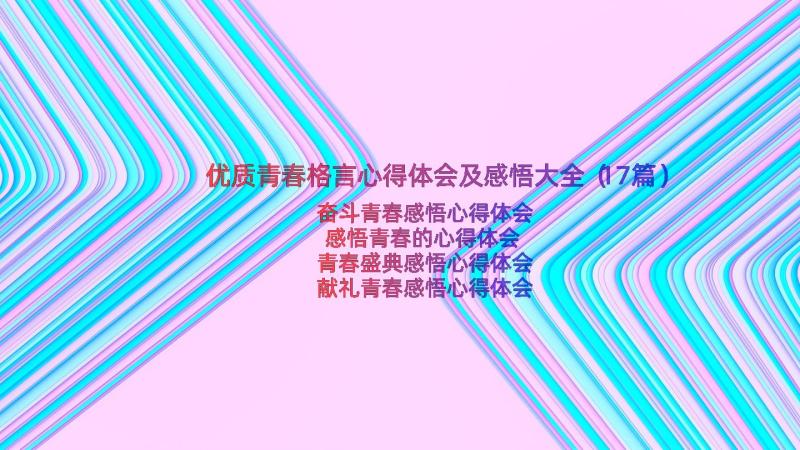 优质青春格言心得体会及感悟大全（17篇）