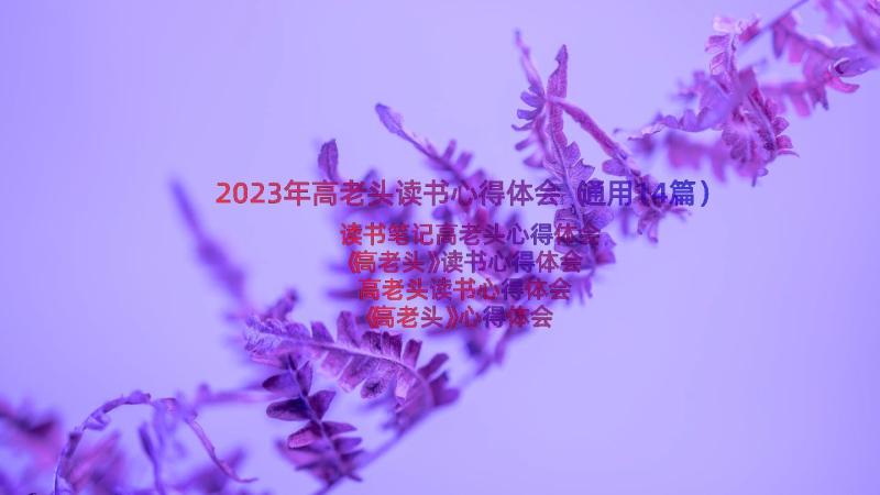 2023年高老头读书心得体会（通用14篇）