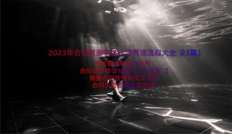 2023年合同管理制度合同管理流程大全（23篇）