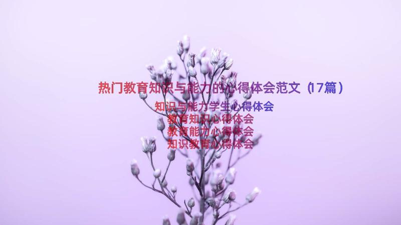 热门教育知识与能力的心得体会范文（17篇）