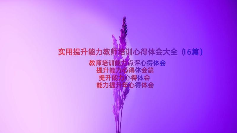 实用提升能力教师培训心得体会大全（16篇）