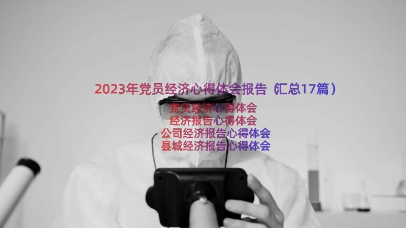 2023年党员经济心得体会报告（汇总17篇）