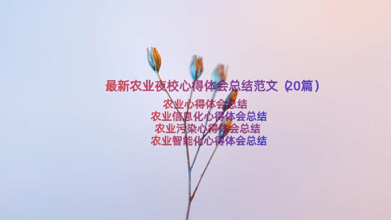 最新农业夜校心得体会总结范文（20篇）