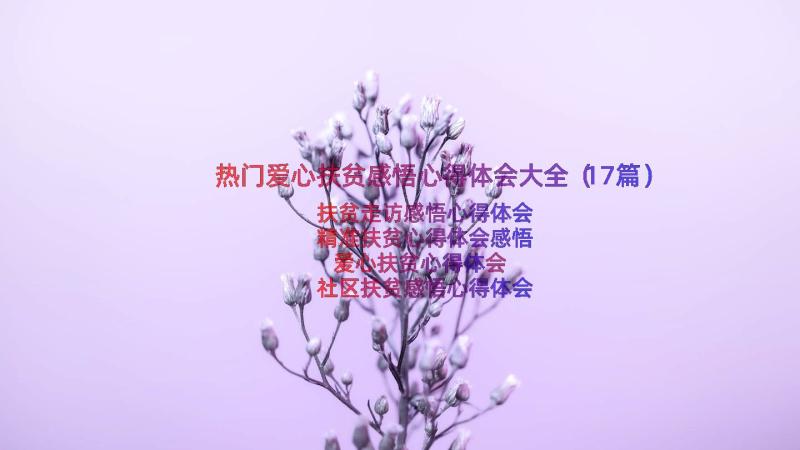 热门爱心扶贫感悟心得体会大全（17篇）