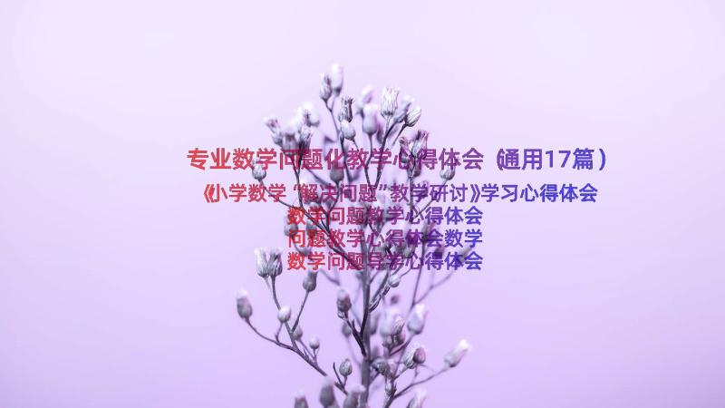 专业数学问题化教学心得体会（通用17篇）