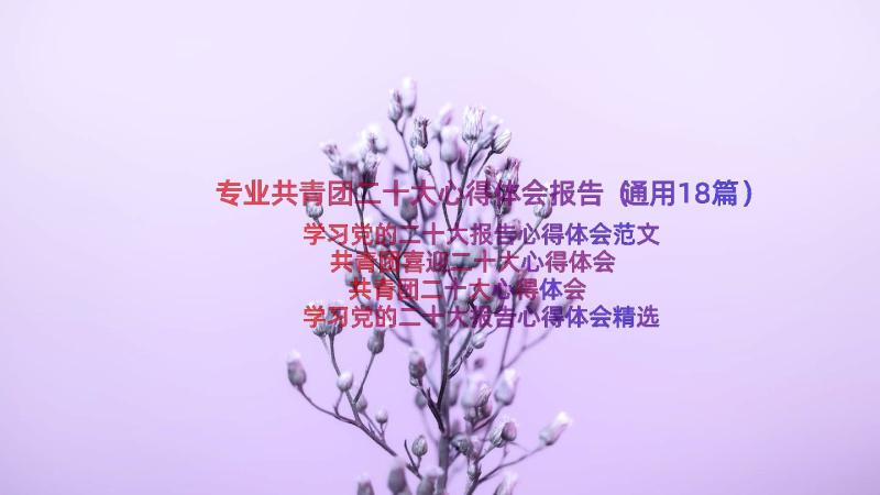 专业共青团二十大心得体会报告（通用18篇）