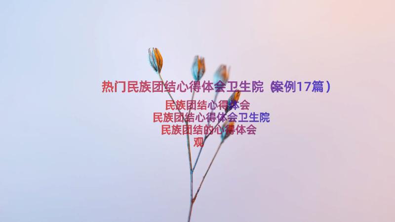 热门民族团结心得体会卫生院（案例17篇）