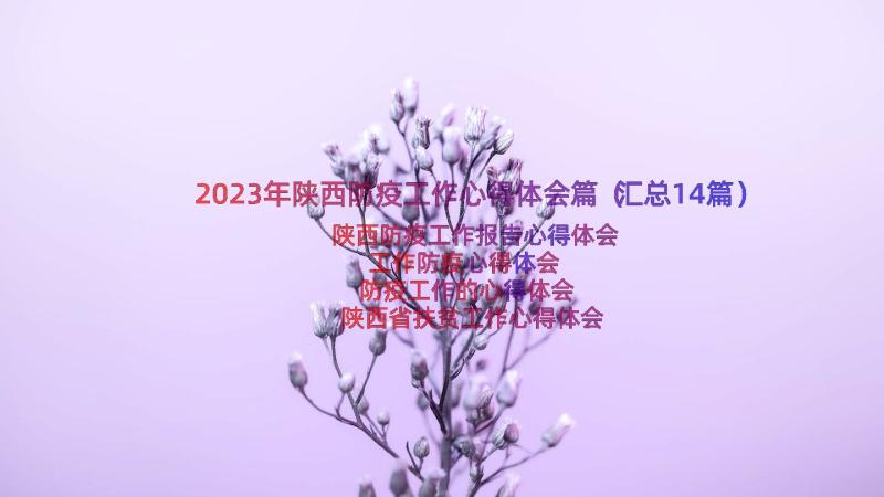 2023年陕西防疫工作心得体会篇（汇总14篇）