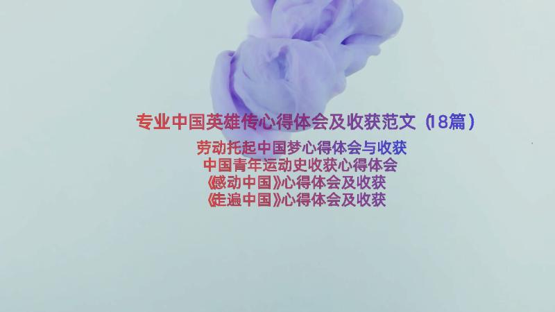 专业中国英雄传心得体会及收获范文（18篇）