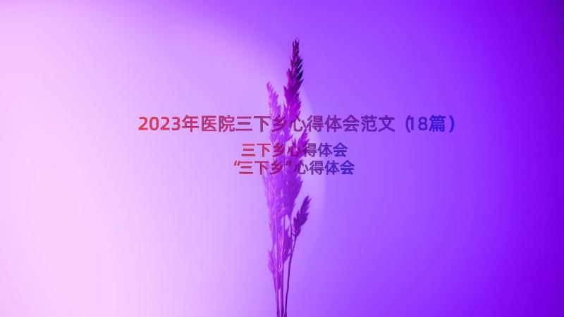 2023年医院三下乡心得体会范文（18篇）