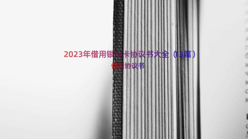 2023年借用银行卡协议书大全（13篇）