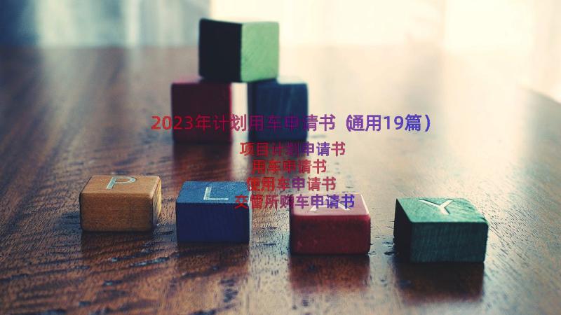 2023年计划用车申请书（通用19篇）