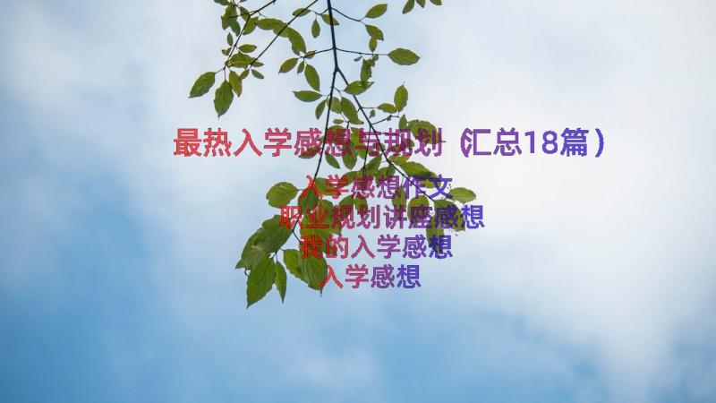 最热入学感想与规划（汇总18篇）