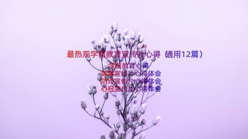 最热观学前教育宣传片心得（通用12篇）