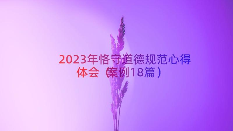 2023年恪守道德规范心得体会（案例18篇）