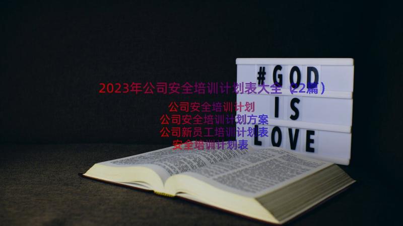 2023年公司安全培训计划表大全（22篇）