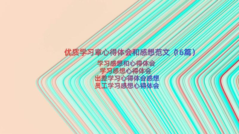 优质学习章心得体会和感想范文（16篇）