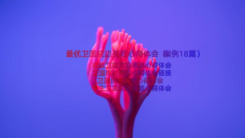 最优卫国戍边英雄心得体会（案例18篇）