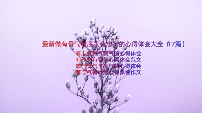 最新做有骨气有底气有志气的心得体会大全（17篇）