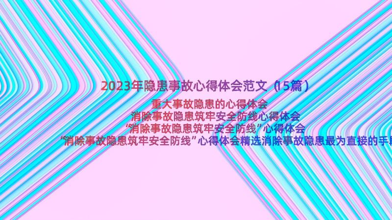 2023年隐患事故心得体会范文（15篇）