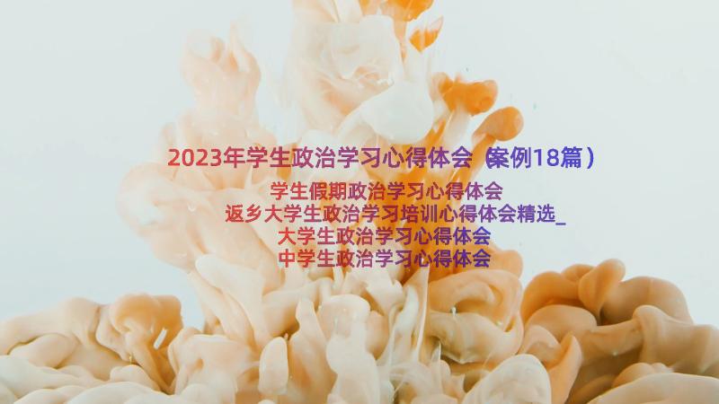 2023年学生政治学习心得体会（案例18篇）