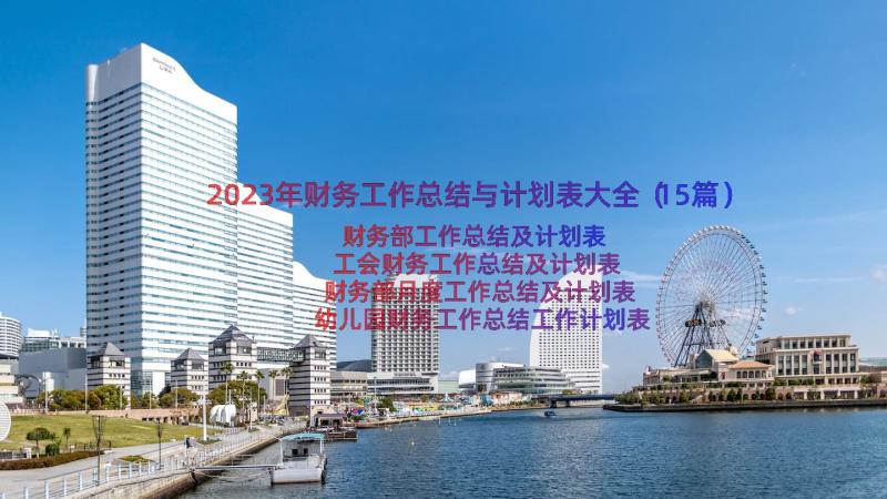 2023年财务工作总结与计划表大全（15篇）