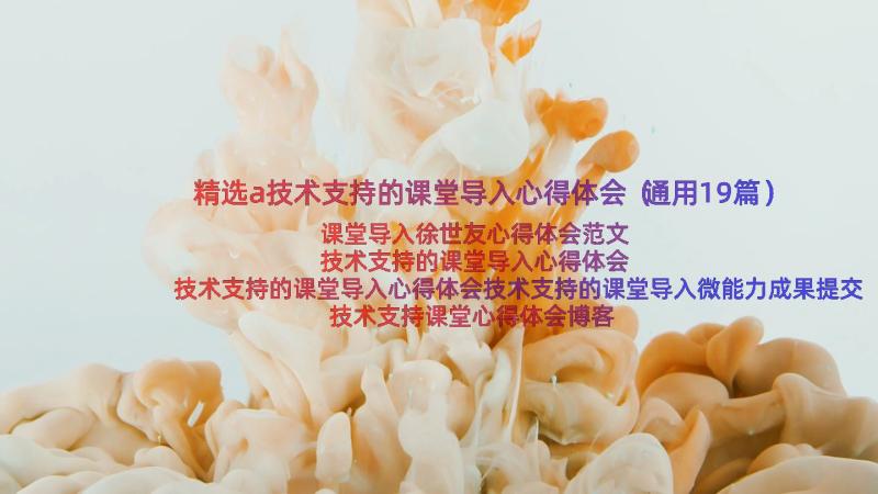 精选a技术支持的课堂导入心得体会（通用19篇）