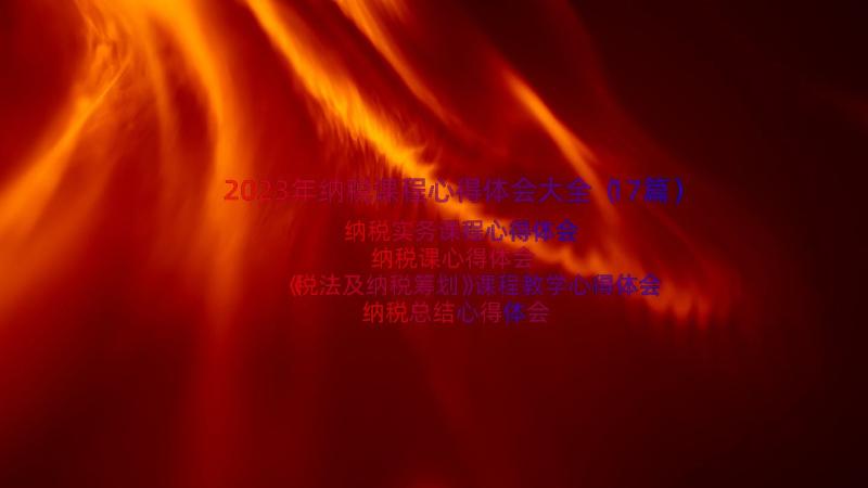 2023年纳税课程心得体会大全（17篇）