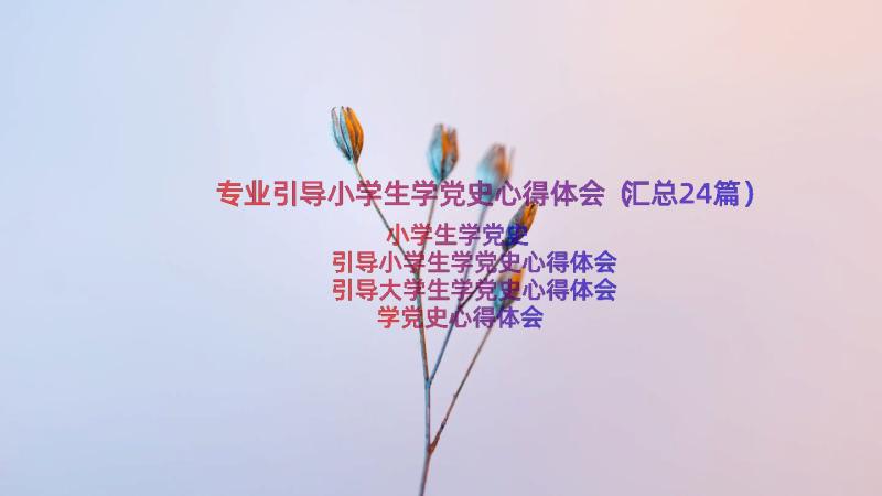 专业引导小学生学党史心得体会（汇总24篇）