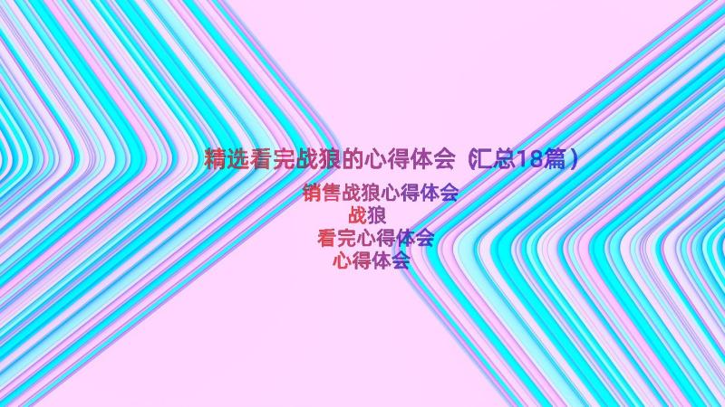 精选看完战狼的心得体会（汇总18篇）