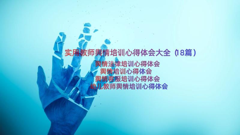 实用教师舆情培训心得体会大全（18篇）