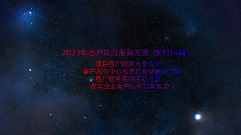 2023年客户制订服务方案（案例16篇）