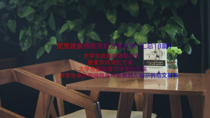 优质跳蚤市场策划方案大学（汇总18篇）