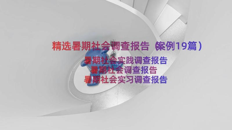 精选暑期社会调查报告（案例19篇）