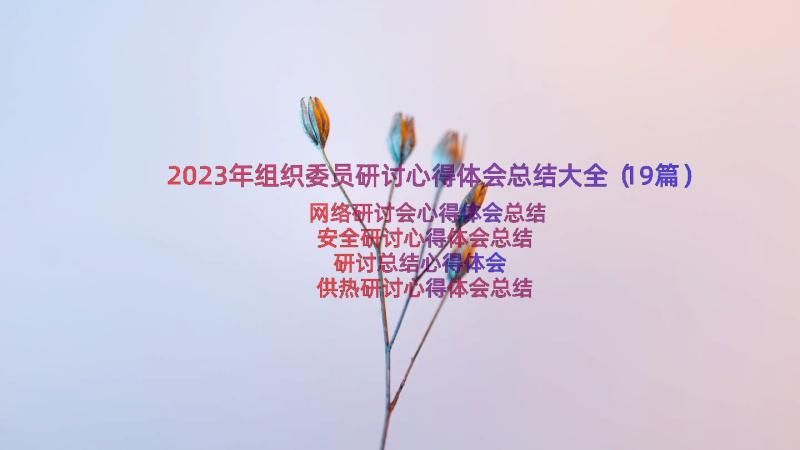 2023年组织委员研讨心得体会总结大全（19篇）