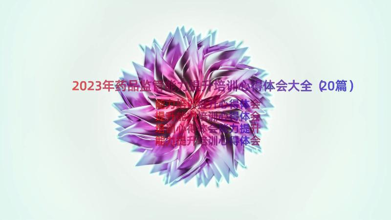 2023年药品监管能力提升培训心得体会大全（20篇）