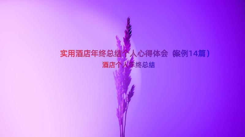 实用酒店年终总结个人心得体会（案例14篇）