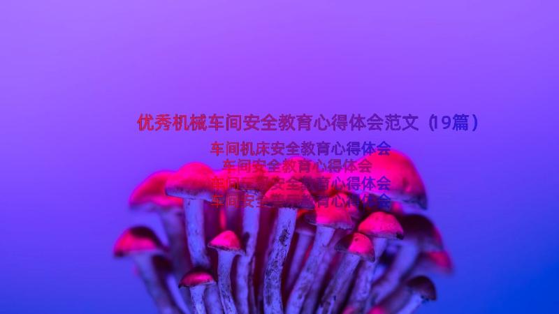 优秀机械车间安全教育心得体会范文（19篇）