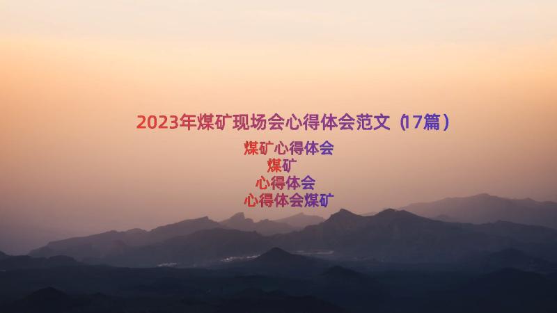 2023年煤矿现场会心得体会范文（17篇）